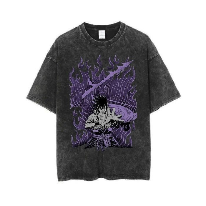 Summer Clothing Brands - Naruto Sasuke Yıkanmış ve Eskimiş Kısa