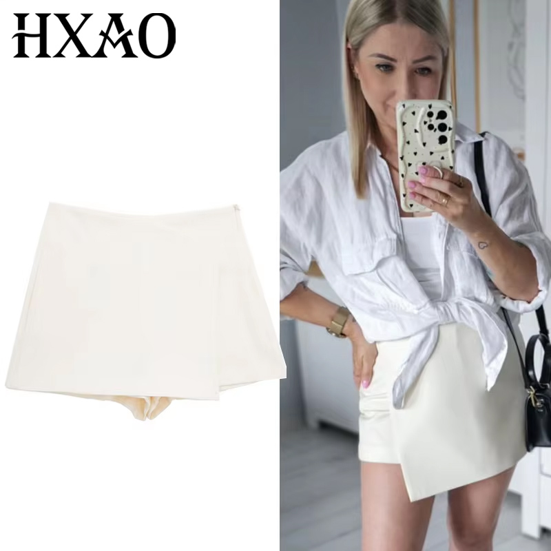Summer Zara - HXAO Siyah Beyaz Etek Şort Yüksek
