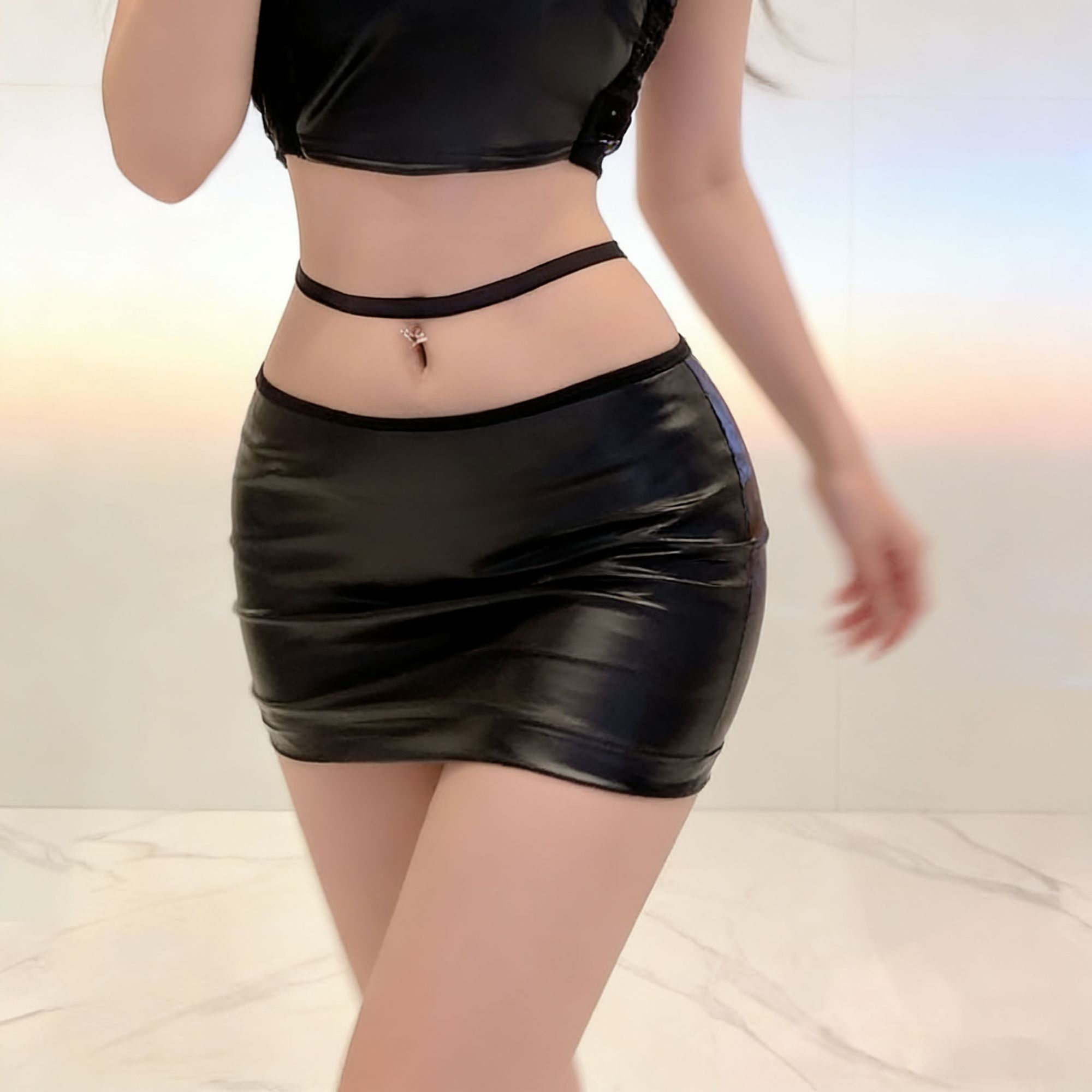 Summer Clothing Wraps - Kore Moda Seksi Kadın Günaha PU