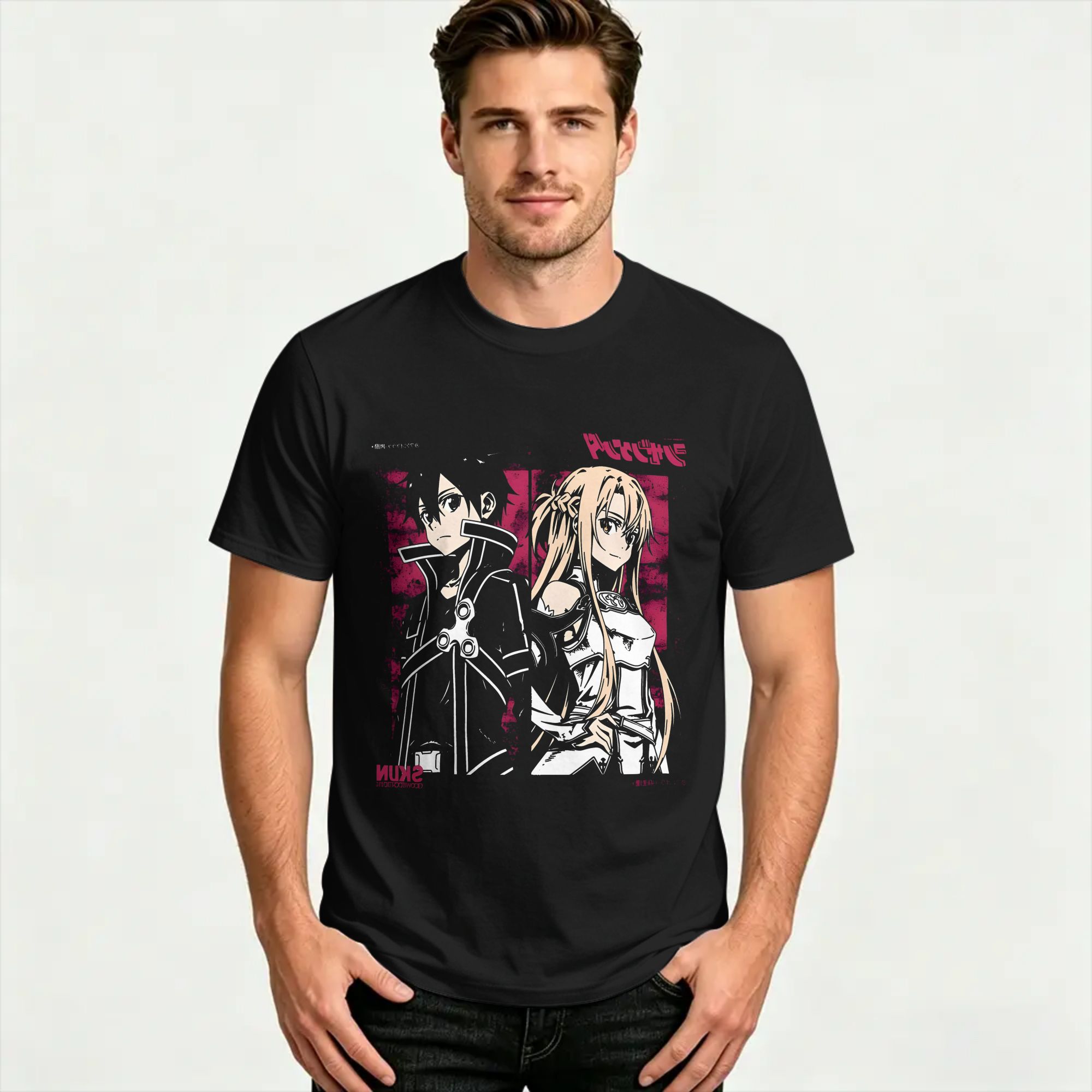 kirito ve asuna Pamuklu Tişört - Summer Clothing Wholesale incelemesi ve fiyatı
